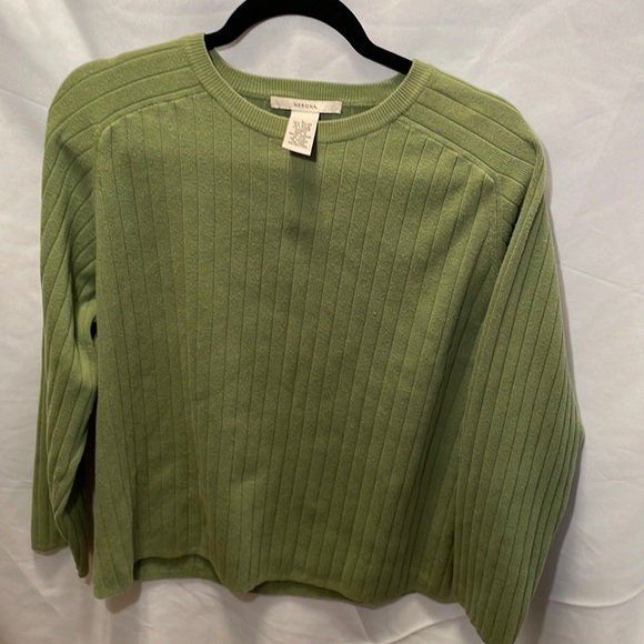 Merona Sweaters - Merona Women’s Sweater Large green ribbed cotton blend scoop neck sweater large